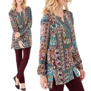 J. Jill Patchwork Print Tunic Blouse